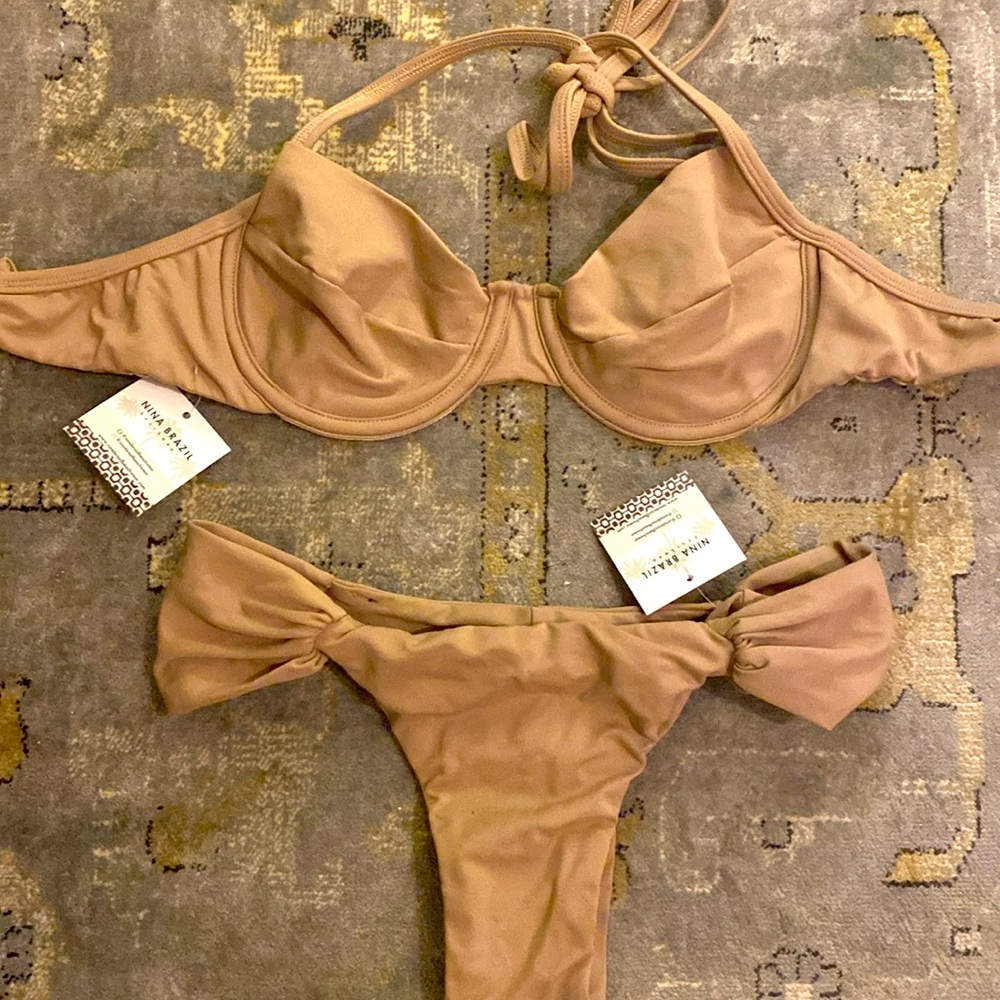 Nina Brazilian bikini, Beige, Medium NWT